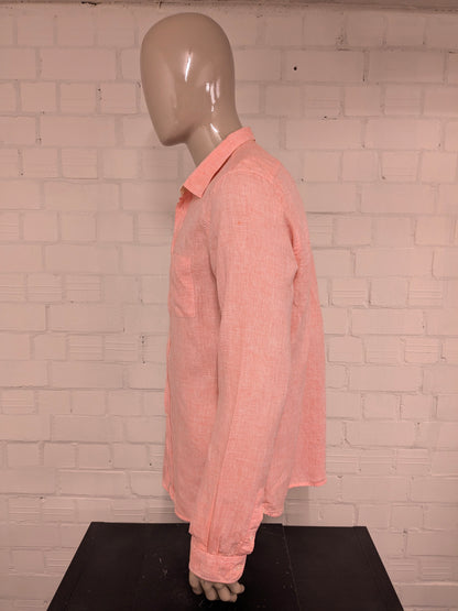 Star Clippers Linnen overhemd. Roze Wit gemêleerd. Maat XL.