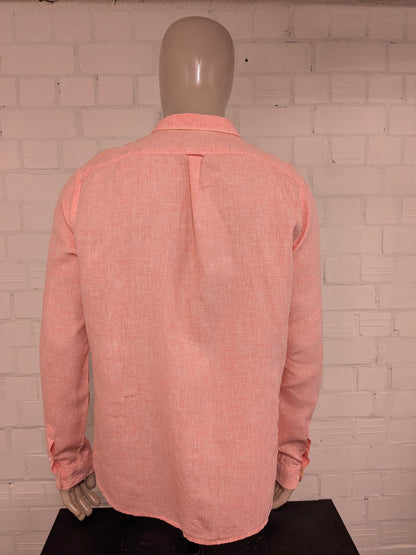 Star Clippers Linnen overhemd. Roze Wit gemêleerd. Maat XL.