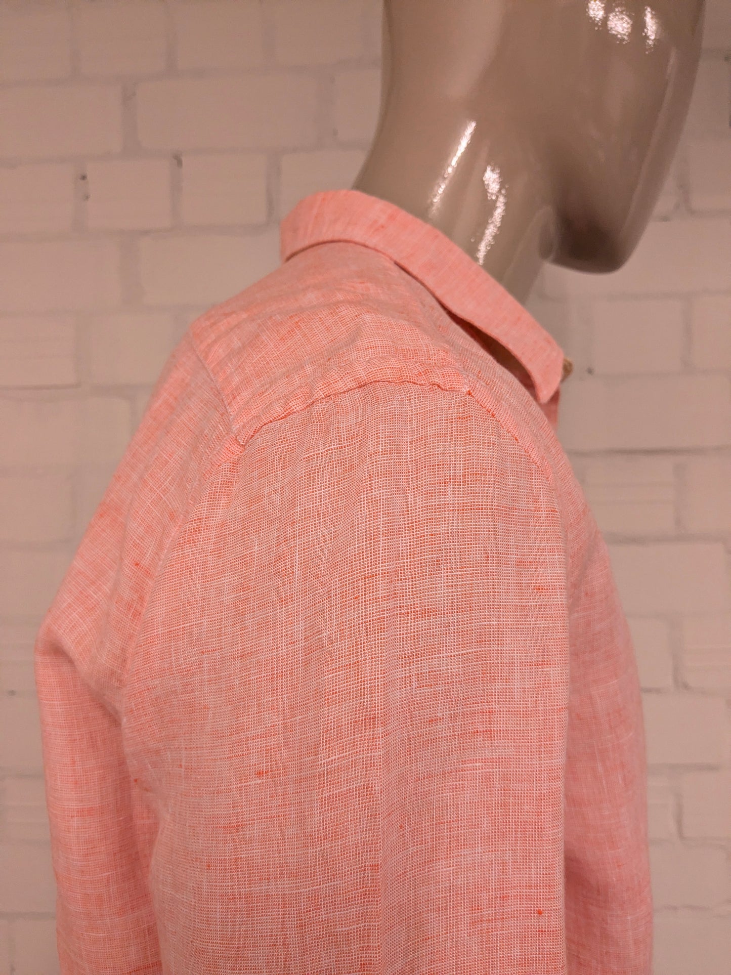 Star Clippers Linnen overhemd. Roze Wit gemêleerd. Maat XL.