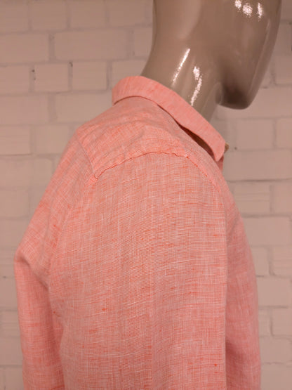 Star Clippers Linnen overhemd. Roze Wit gemêleerd. Maat XL.