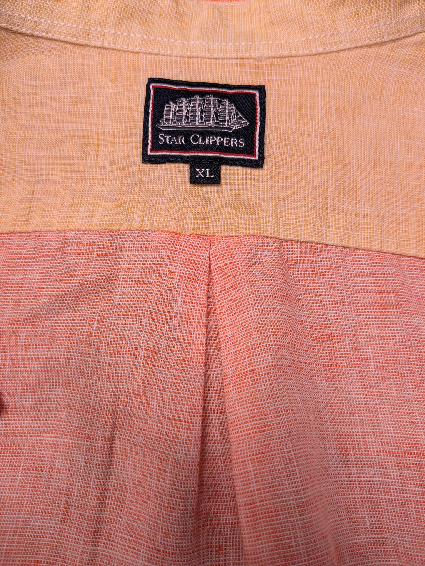 Star Clippers Linnen overhemd. Roze Wit gemêleerd. Maat XL.