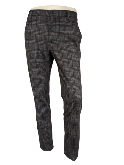Alberto broek / pantalon. Grijs lauw Bruin geruit. Maat W36 - L34. Jersy slim fit.
