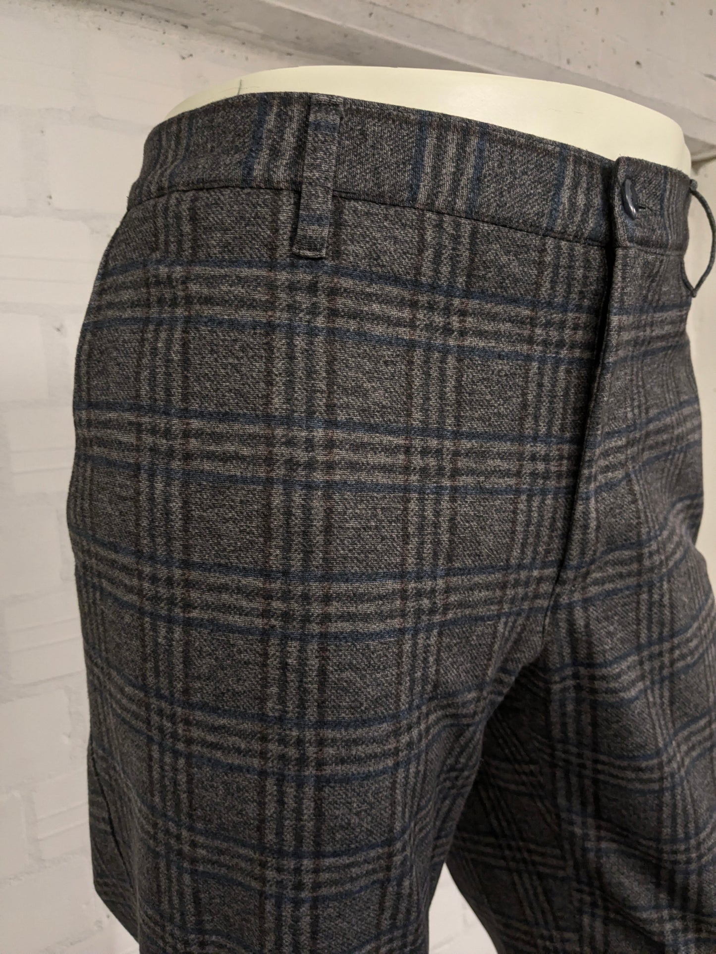 Alberto broek / pantalon. Grijs lauw Bruin geruit. Maat W36 - L34. Jersy slim fit.