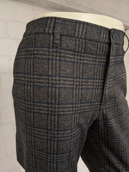Alberto broek / pantalon. Grijs lauw Bruin geruit. Maat W36 - L34. Jersy slim fit.