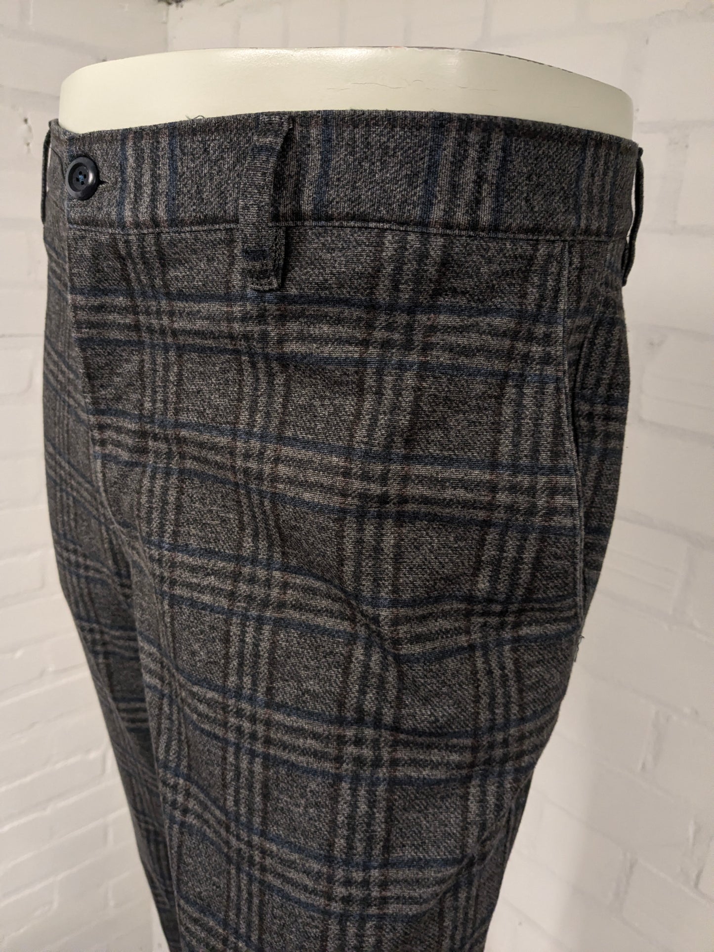 Alberto broek / pantalon. Grijs lauw Bruin geruit. Maat W36 - L34. Jersy slim fit.