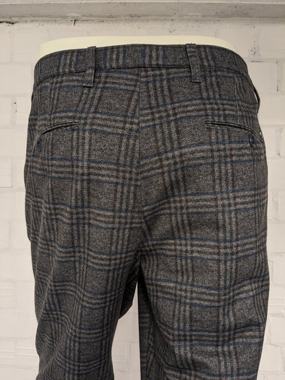 Alberto broek / pantalon. Grijs lauw Bruin geruit. Maat W36 - L34. Jersy slim fit.