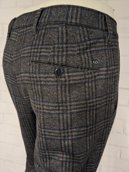Alberto broek / pantalon. Grijs lauw Bruin geruit. Maat W36 - L34. Jersy slim fit.