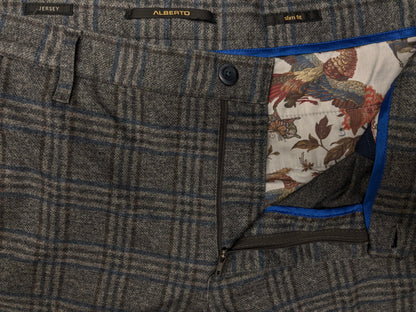 Alberto broek / pantalon. Grijs lauw Bruin geruit. Maat W36 - L34. Jersy slim fit.