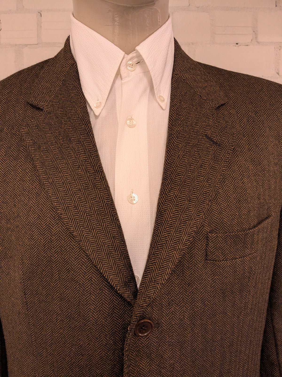 Vintage Burberrys wollen colbert – bruin visgraat – maat 56/XL