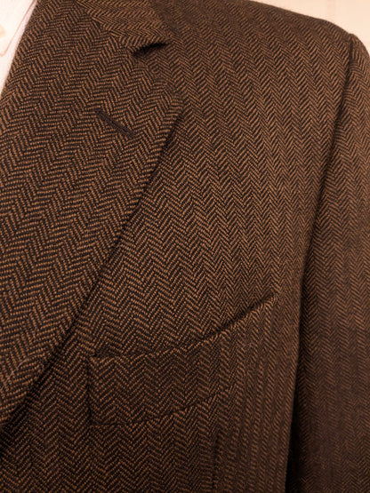 Vintage Burberrys wollen colbert – bruin visgraat – maat 56/XL