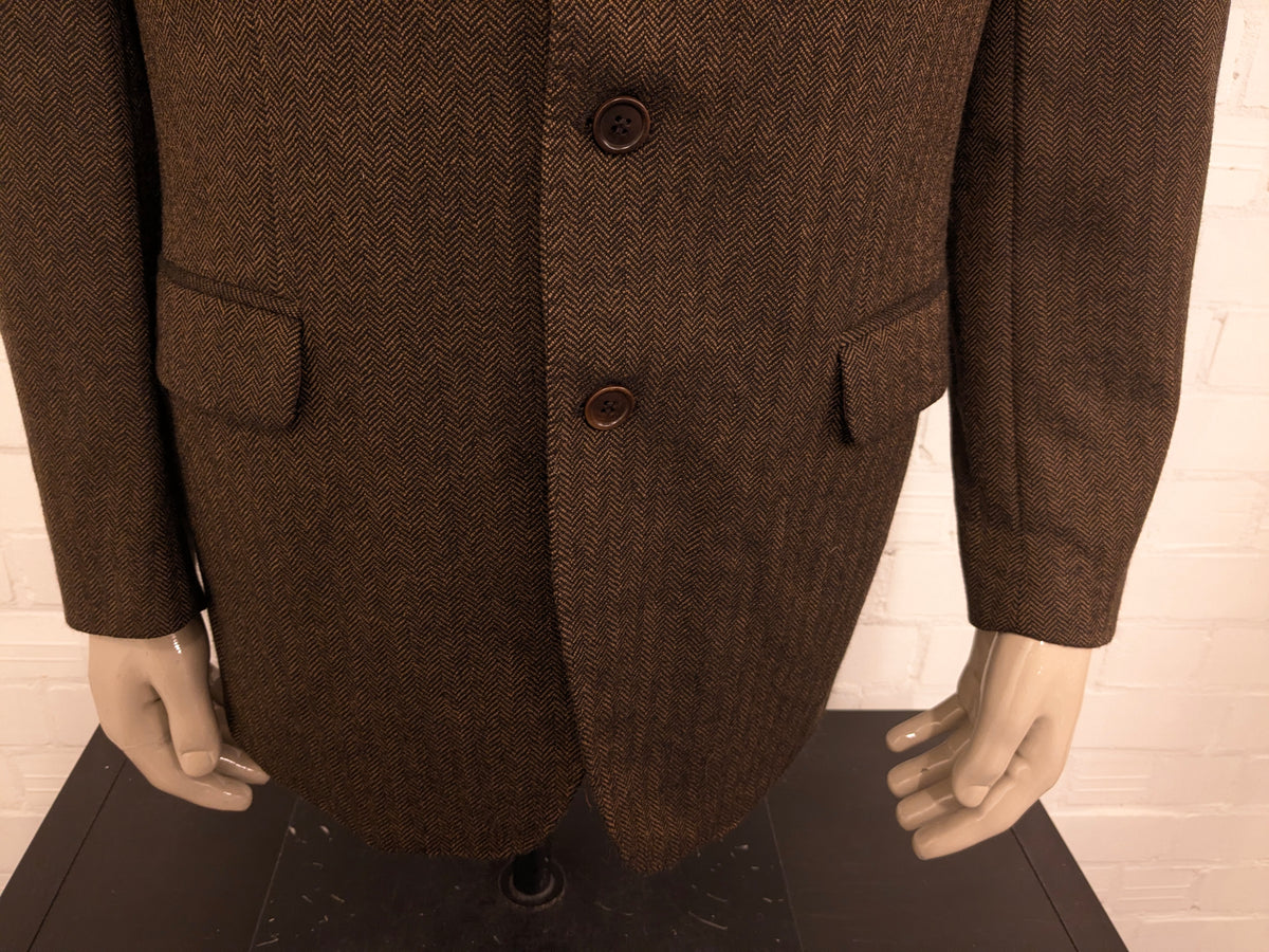 Vintage Burberrys wollen colbert – bruin visgraat – maat 56/XL