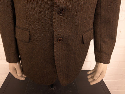 Vintage Burberrys wollen colbert – bruin visgraat – maat 56/XL