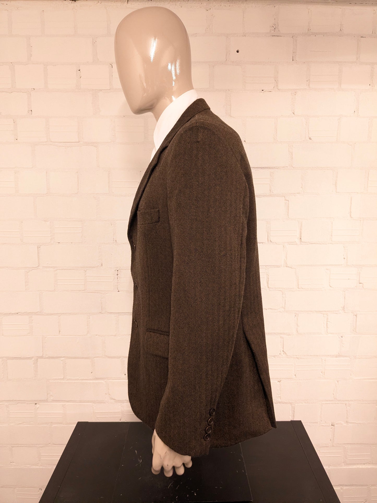 Vintage Burberrys wollen colbert – bruin visgraat – maat 56/XL