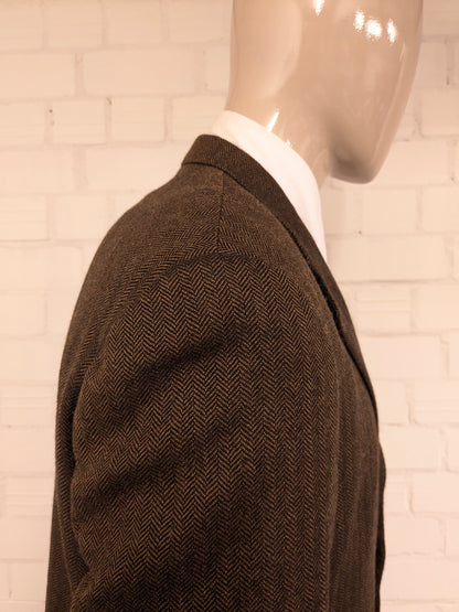 Vintage Burberrys wollen colbert – bruin visgraat – maat 56/XL