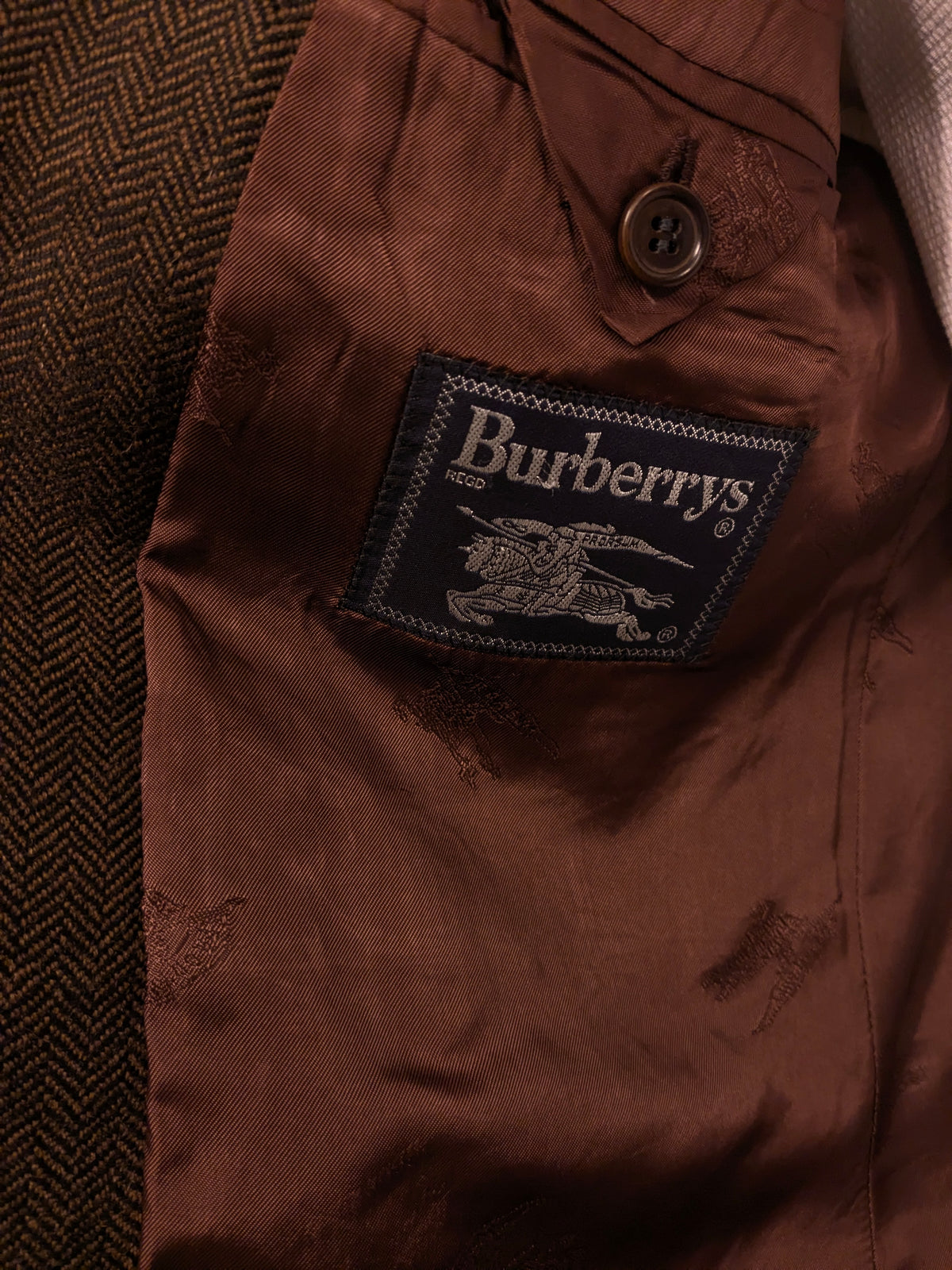 Vintage Burberrys wollen colbert – bruin visgraat – maat 56/XL