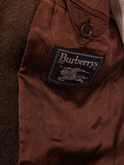 Vintage Burberrys wollen colbert – bruin visgraat – maat 56/XL