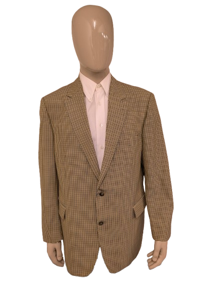 Eduard Dressler wollen colbert – beige/groen/blauw motief – maat 26 (52/L)
