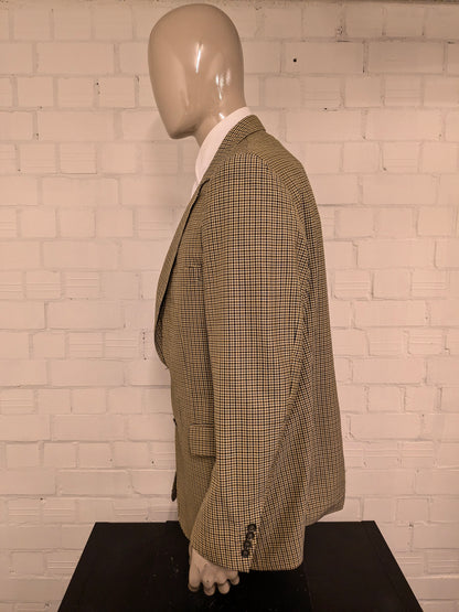 Eduard Dressler Wollen colbert. Beige Groen Blauw motief. Maat 26 (52 / L).