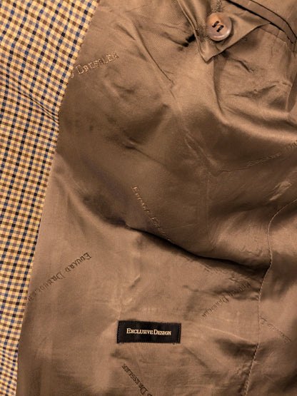 Eduard Dressler Wollen colbert. Beige Groen Blauw motief. Maat 26 (52 / L).