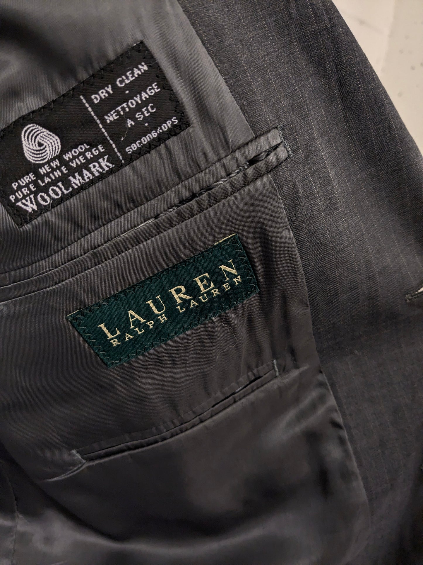 Vintage Lauren Ralph Lauren wollen colbert – grijs gestreept – maat 28 (56/XL)