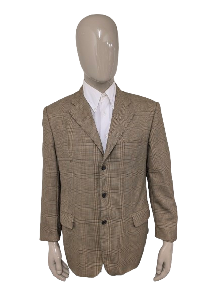 Vintage Scabal colbert – beige/groen/bruin/blauw geruit – maat 26 (52/L)