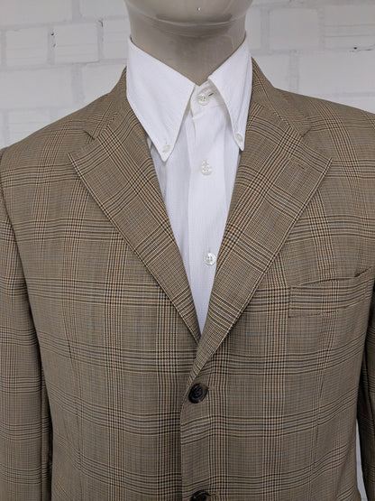 Vintage Scabal colbert – beige/groen/bruin/blauw geruit – maat 26 (52/L)