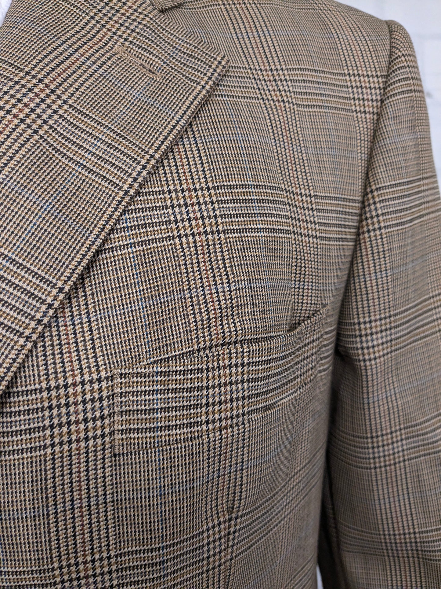 Vintage Scabal colbert – beige/groen/bruin/blauw geruit – maat 26 (52/L)