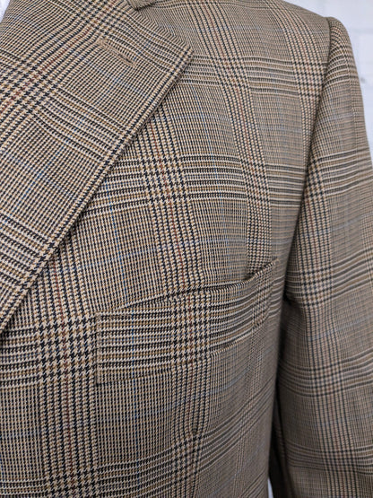 Vintage Scabal colbert – beige/groen/bruin/blauw geruit – maat 26 (52/L)