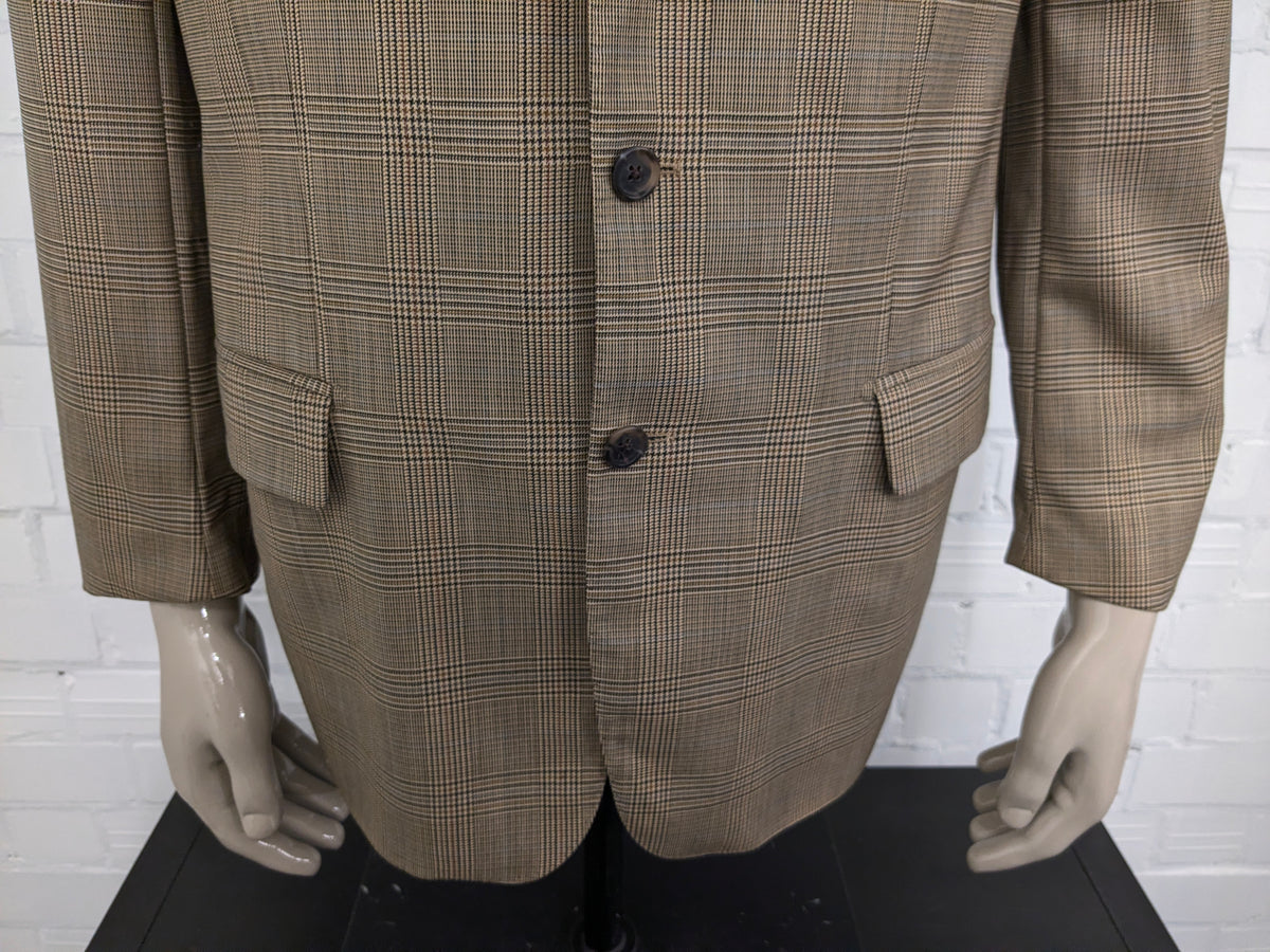 Vintage Scabal colbert – beige/groen/bruin/blauw geruit – maat 26 (52/L)