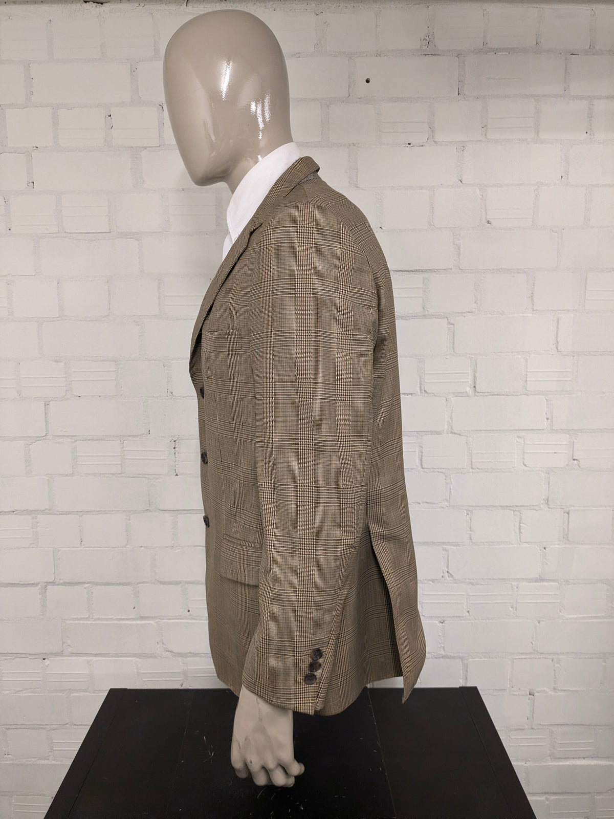 Vintage Scabal colbert – beige/groen/bruin/blauw geruit – maat 26 (52/L)