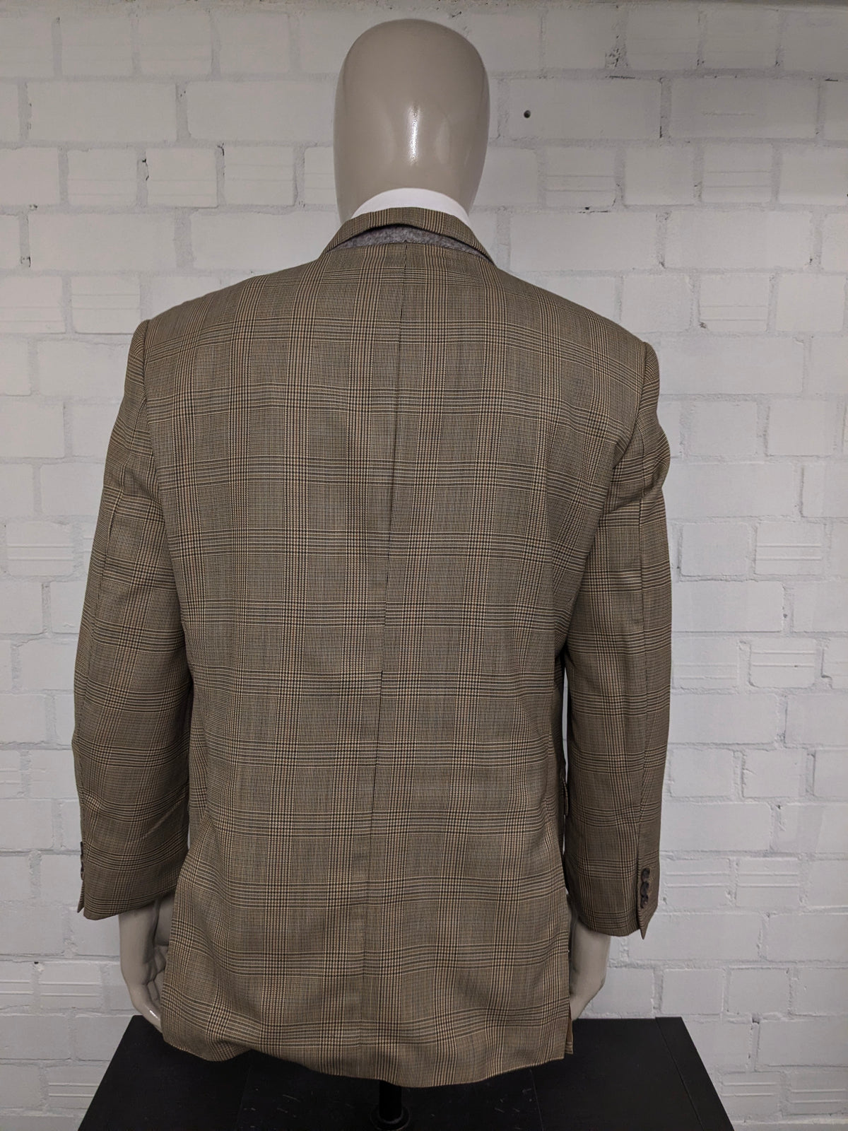 Vintage Scabal colbert – beige/groen/bruin/blauw geruit – maat 26 (52/L)