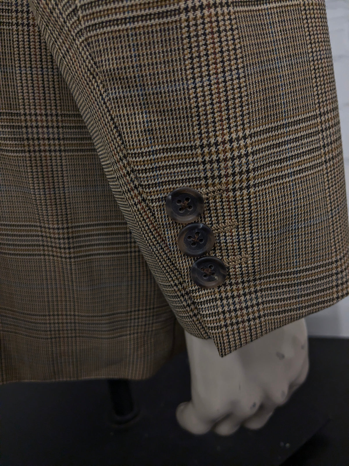 Vintage Scabal colbert – beige/groen/bruin/blauw geruit – maat 26 (52/L)