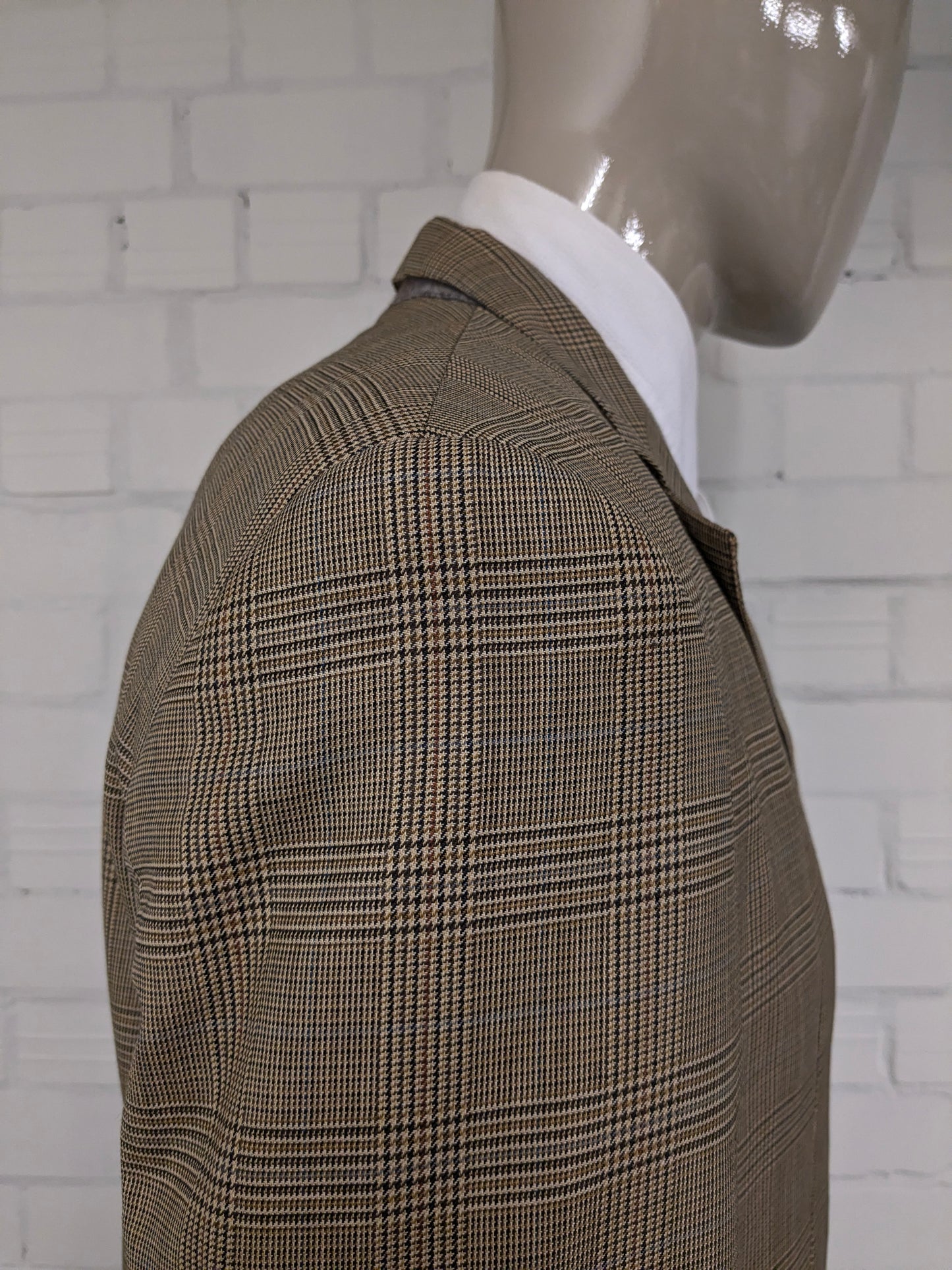 Vintage Scabal colbert – beige/groen/bruin/blauw geruit – maat 26 (52/L)