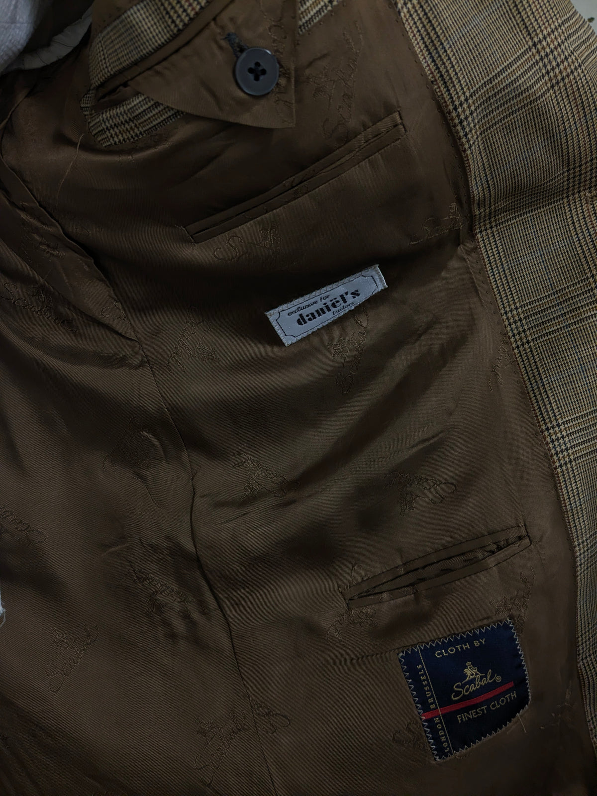 Vintage Scabal colbert – beige/groen/bruin/blauw geruit – maat 26 (52/L)