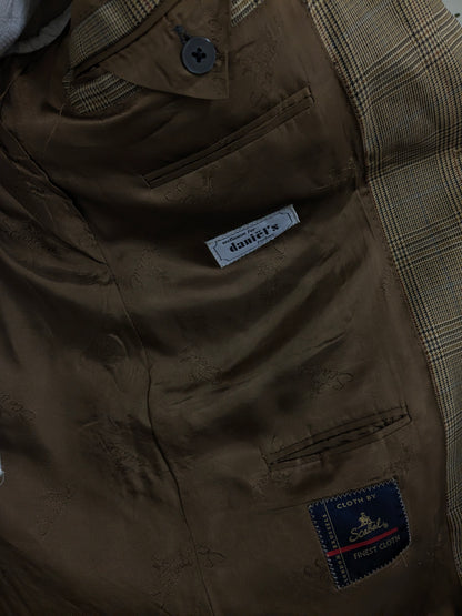 Vintage Scabal colbert – beige/groen/bruin/blauw geruit – maat 26 (52/L)