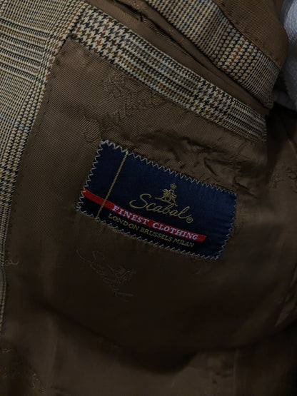 Vintage Scabal colbert – beige/groen/bruin/blauw geruit – maat 26 (52/L)