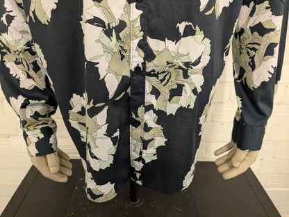 Dstrezzed overhemd. Blauw Groen Witte bloemen print. Maat 2XL / XXL. regular fit.