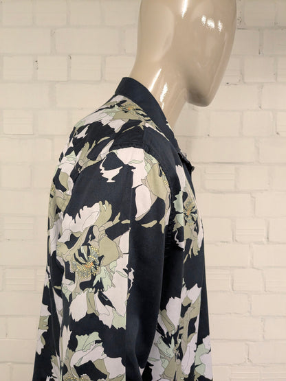 Dstrezzed overhemd. Blauw Groen Witte bloemen print. Maat 2XL / XXL. regular fit.