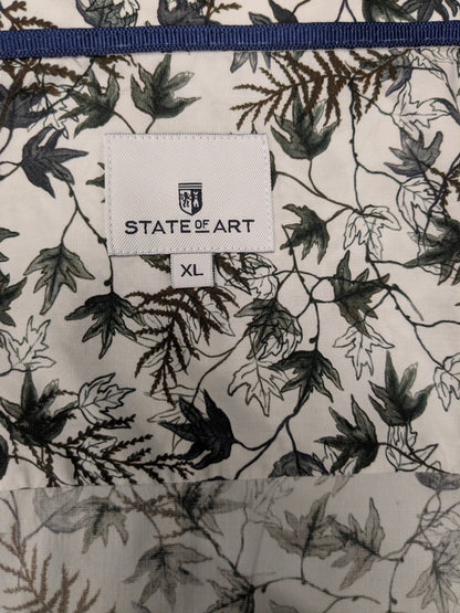 Chemise état de l’art. Motif feuille gris marron bleu. Taille XL.