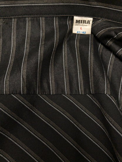 Vintage Mira Hemd – schwarz/grau/beige gestreift – Größe L