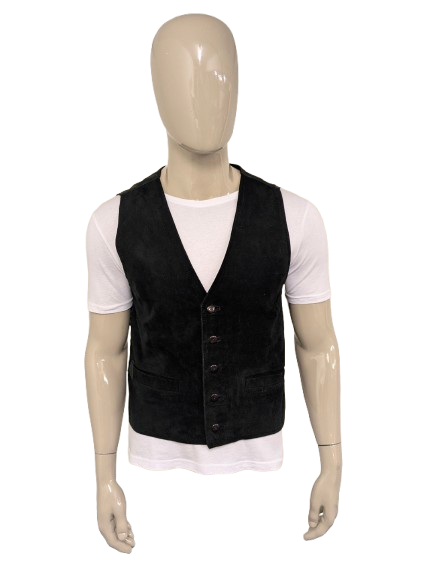 Gilet traditionnel Love Suede. Coloré noir. Taille M.
