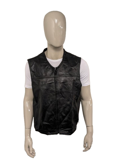 Highway1 Leder-Körperwärmer mit Reißverschluss und elastischer Seite und 1 Innentasche. Schwarz gefärbt. Größe 2XL/XXL.