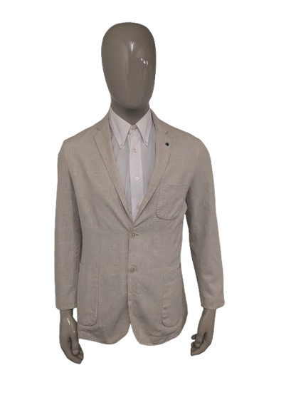 HE by Mango Linen summer jacket. Beige checked. Size M. slim fit.