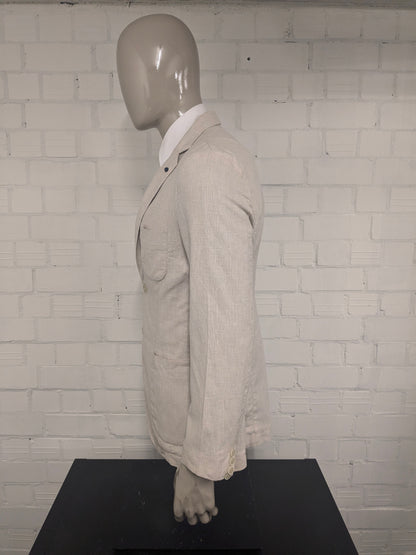 HE by Mango Linen summer jacket. Beige checked. Size M. slim fit.