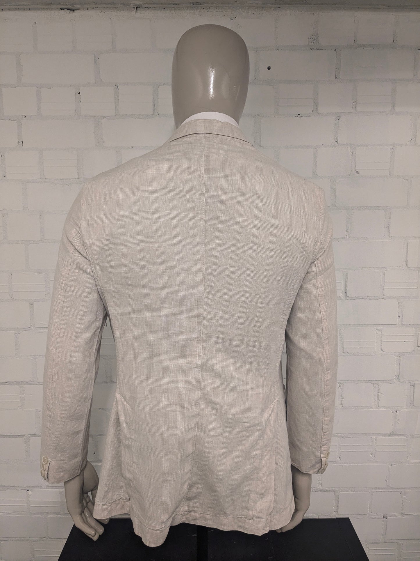 HE by Mango Linen summer jacket. Beige checked. Size M. slim fit.