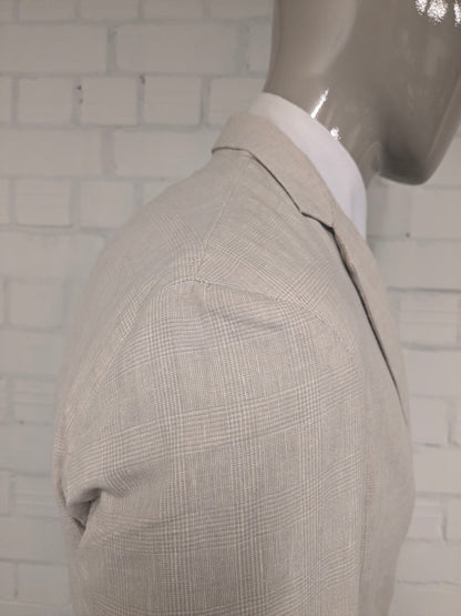 HE by Mango Linen summer jacket. Beige checked. Size M. slim fit.