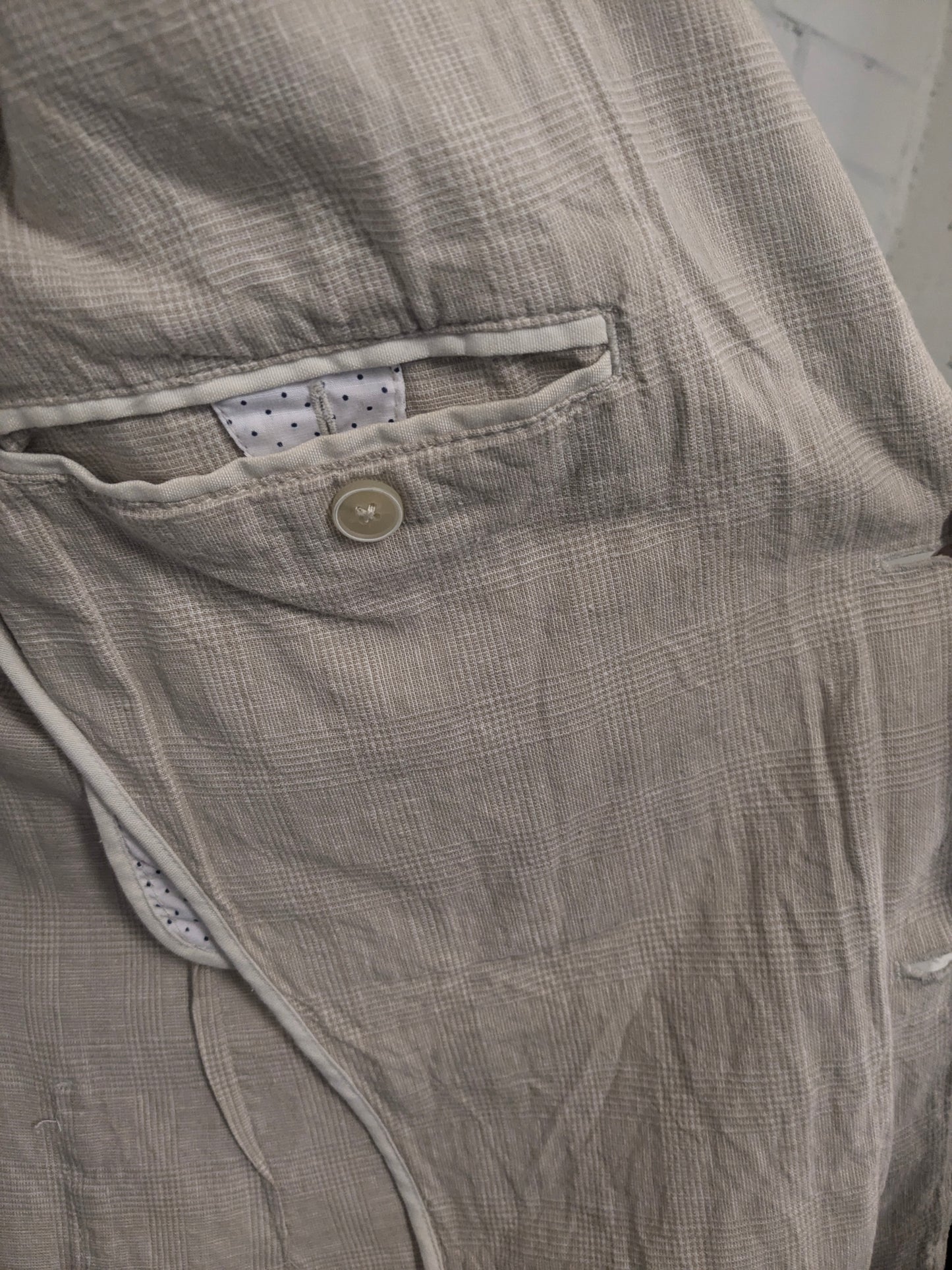 HE by Mango Linen summer jacket. Beige checked. Size M. slim fit.
