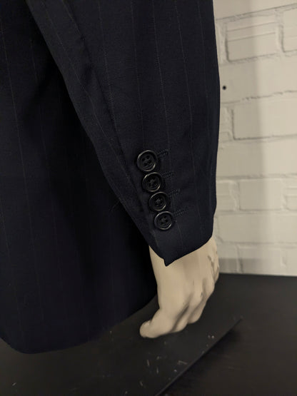 Vintage Scabal Wollen double breasted colbert. Donker Blauw Grijs gestreept. Maat 28 (56 / XL).