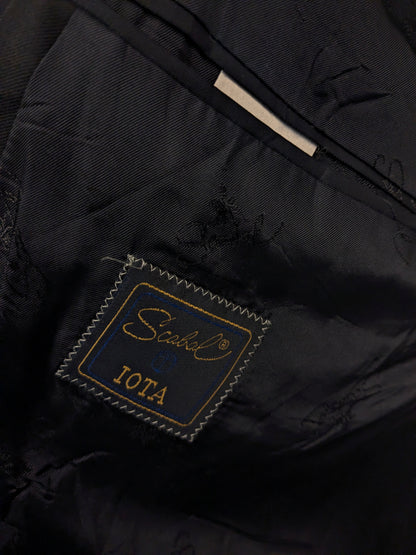 Vintage Scabal Wollen double breasted colbert. Donker Blauw Grijs gestreept. Maat 28 (56 / XL).