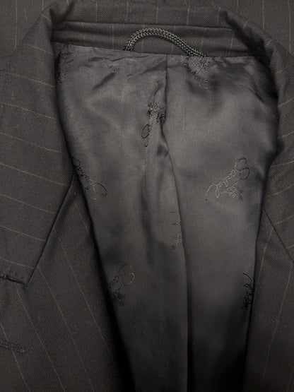 Vintage Scabal Wollen double breasted colbert. Donker Blauw Grijs gestreept. Maat 28 (56 / XL).